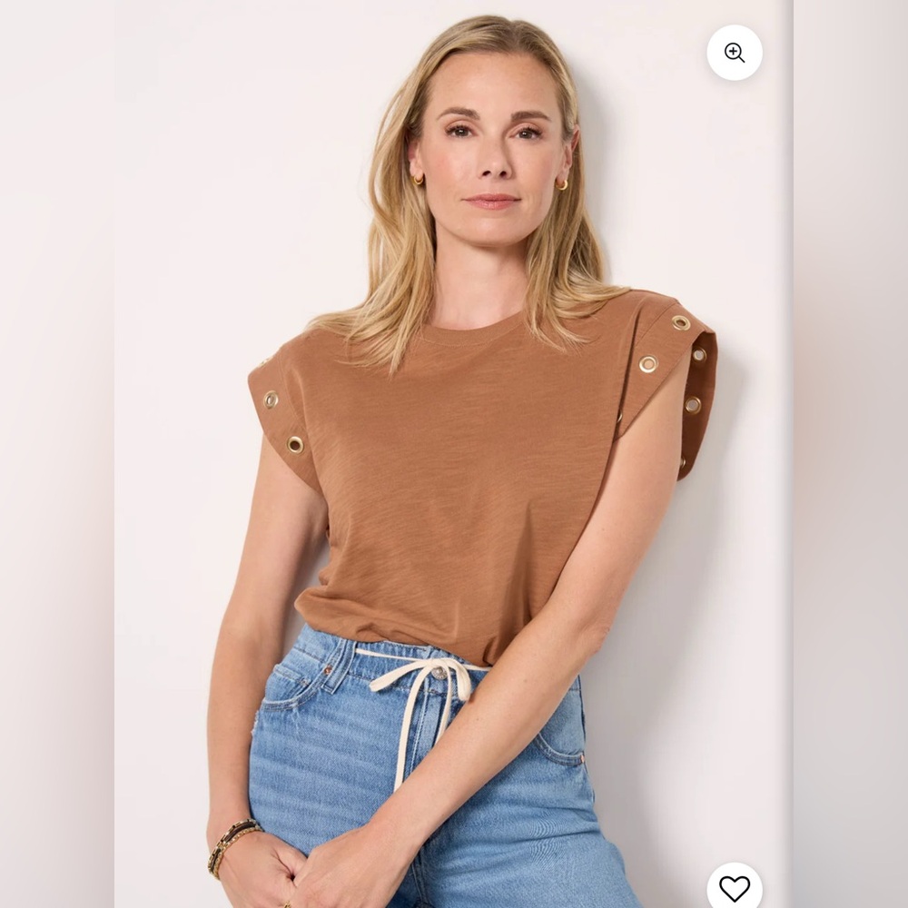 Nation LTD Muscle Tee with gold tone grommets